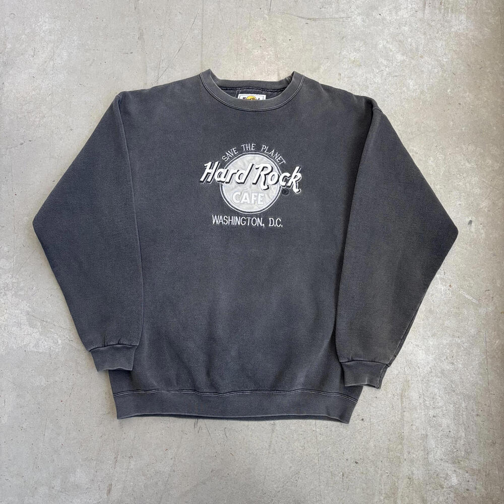 Vintage 90s Hard Rock Cafe Washington D.C. Logo Sweatshirt Large Black